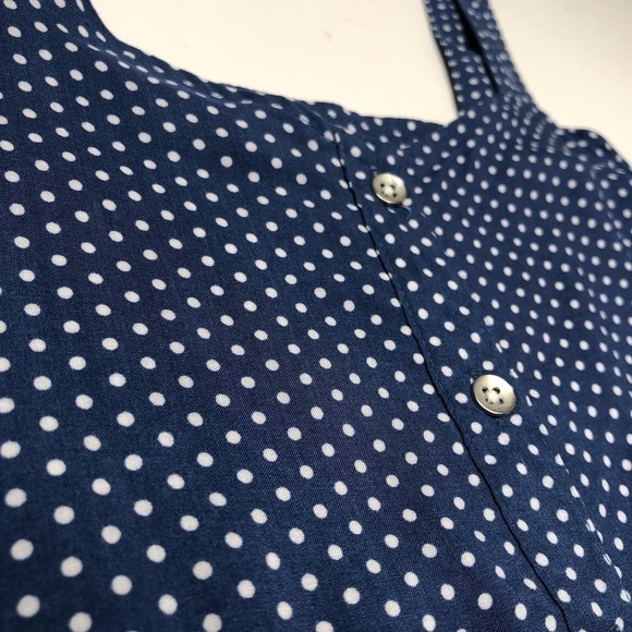 Wild Blue X Sadie Robertson Blue White Polka Dot Button Front Tank Summery Dress - Picture 5 of 14